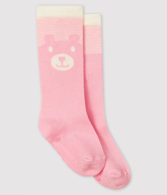 Calcetines altos para bebé rosa MINOIS/blanco MARSHMALLOW