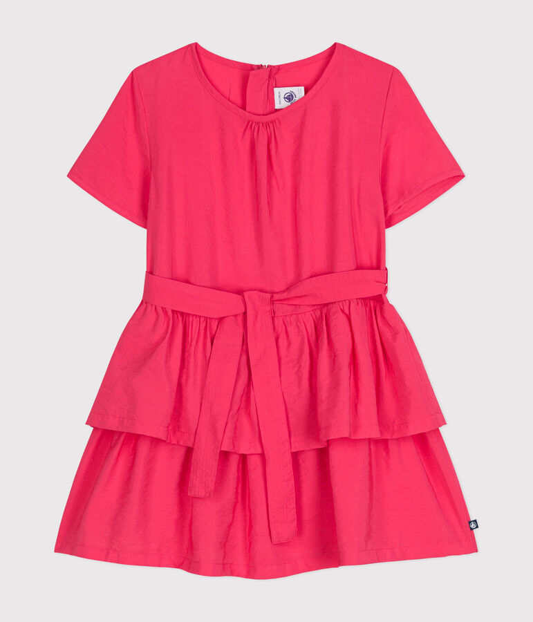 Vestido de manga corta de tela para ni&ntilde;a rosa GLOSS