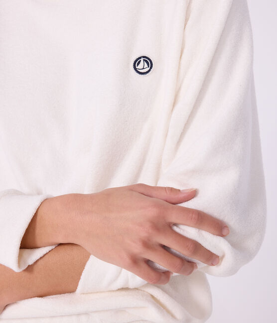 Pijama liso de rizo de algodón para mujer crudo MILK