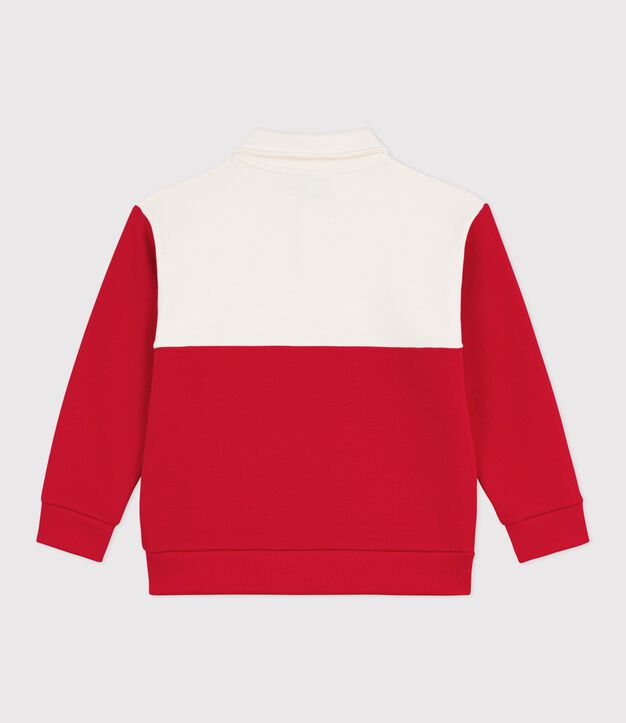 Sudadera infantil tipo polo de algod&oacute;n rojo/rojo