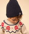 Jersey de jacquard de lana y algodón de niña/niño beige MONTELIMAR/blanco MULTICO