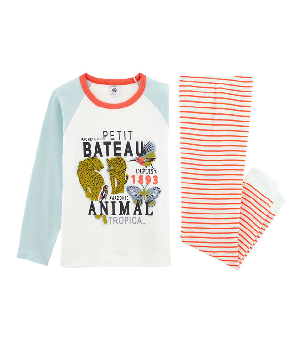 Pijama de punto para ni&ntilde;o blanco/multicolor