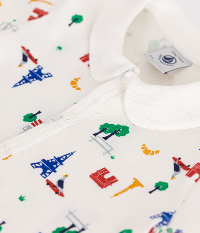 Mono corto de algod&oacute;n para beb&eacute; blanco MARSHMALLOW/blanco MULTICO