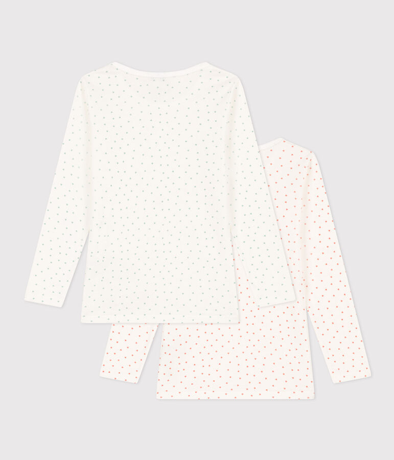 Juego de 2 camisetas de manga larga de algod&oacute;n con coraz&oacute;n para ni&ntilde;a multicolor