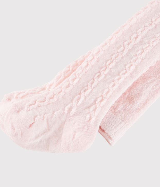 Leotardos de lana para beb&eacute; ni&ntilde;a rosa