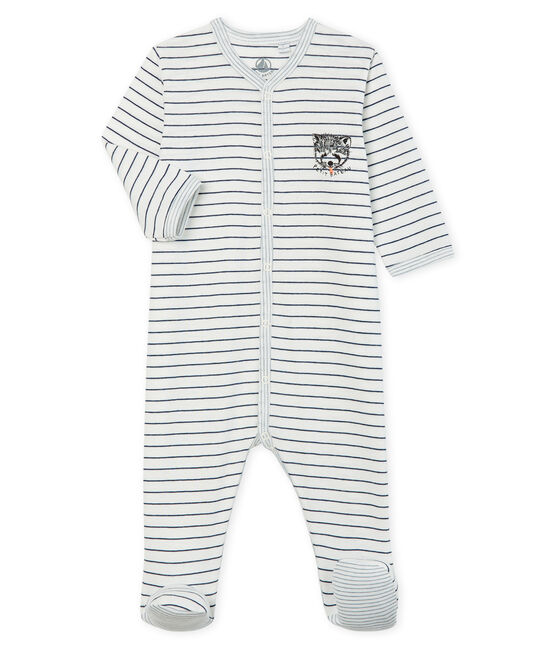 Pijama de punto para bebé niño blanco MARSHMALLOW/azul MEDIEVAL