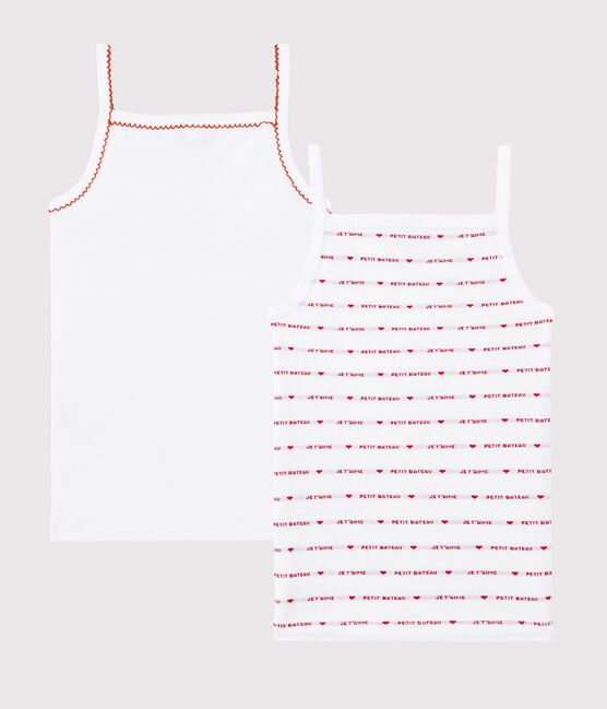 Lote de 2 camisetas de tirantes "Petit Bateau Je t'aime" de niña variante 1