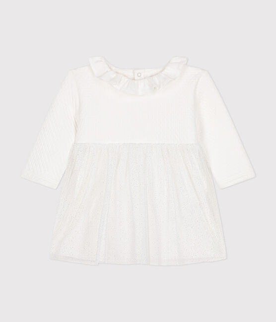 Vestido de túbico y tul para bebé blanco MARSHMALLOW/gris ARGENT