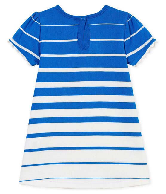 Vestido manga corta de rayas para bebé niña azul RIYADH/blanco MARSHMALLOW CN
