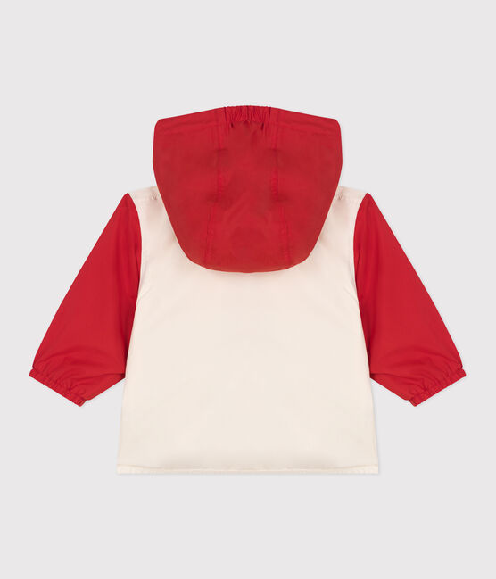 Cortavientos con estampado colorblock y forro milrayas para bebé rojo AURORA/ MULTICO