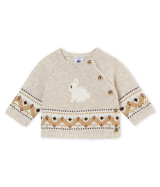 Cárdigan de punto en Jacquard para bebé niño beige CREAMY CHINE