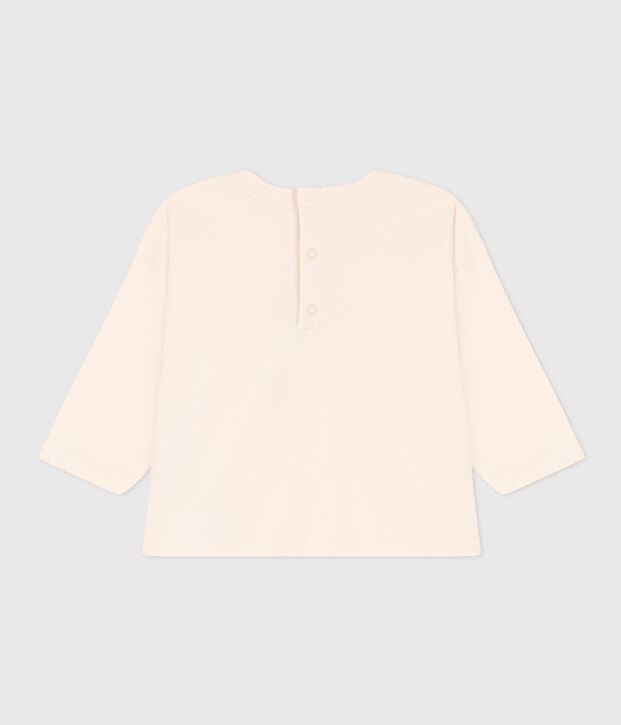 Camiseta de manga larga de jersey para beb&eacute; crudo/rojo
