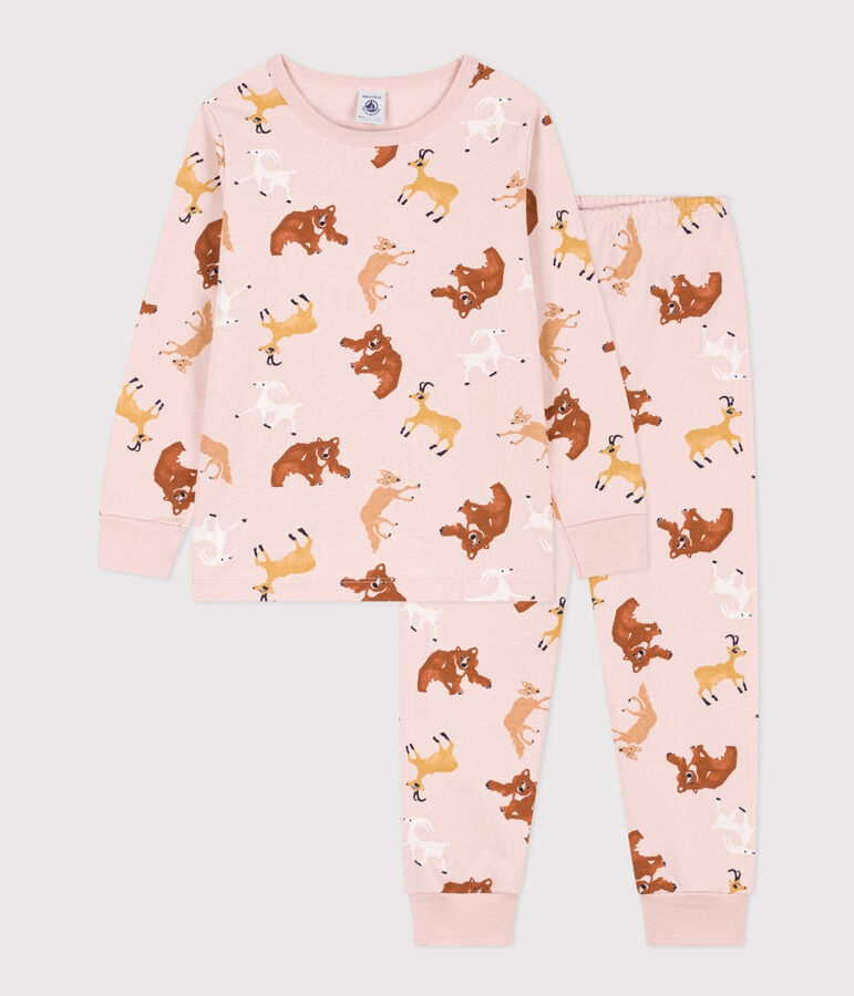Pijama de felpa con animales para ni&ntilde;o/ni&ntilde;a rosa/multicolor