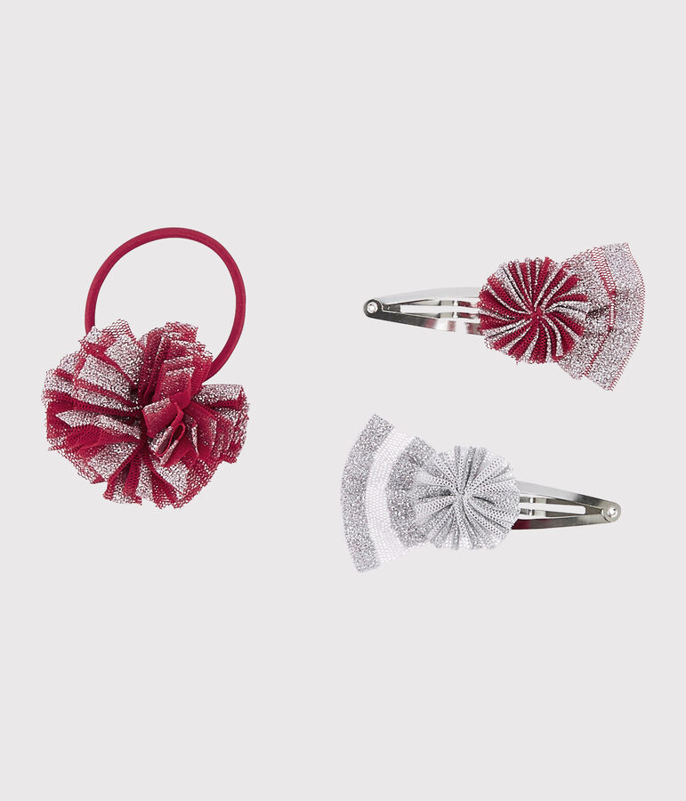 Conjunto de broches y coletero infantiles multicolor