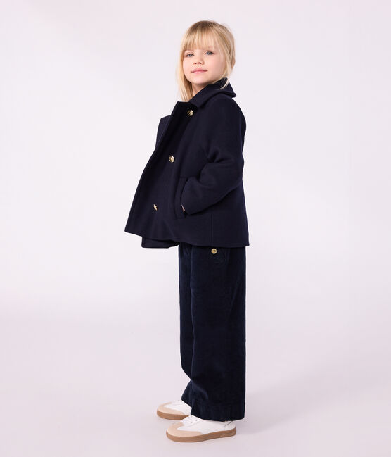 Gabán infantil liso de paño de lana azul SMOKING