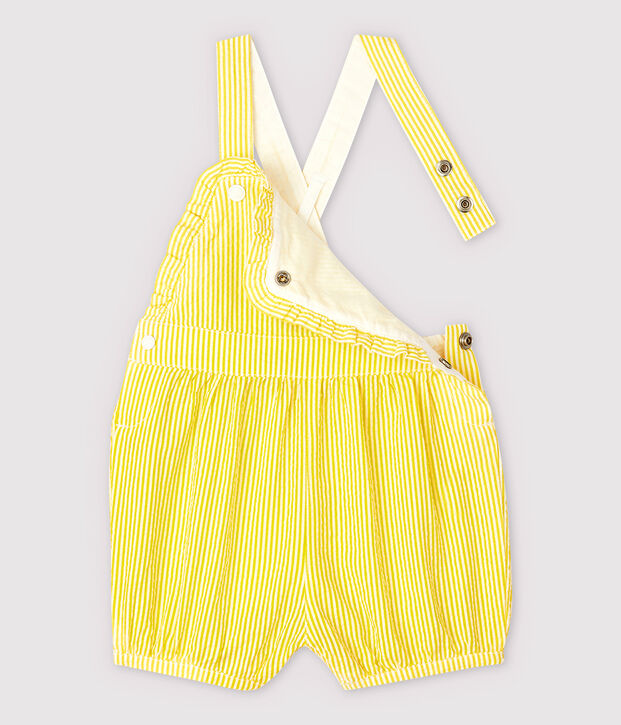 Peto corto de mil rayas de beb&eacute; ni&ntilde;a amarillo/blanco