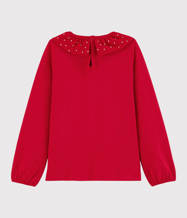 Camiseta de manga larga infantil para ni&ntilde;a rojo