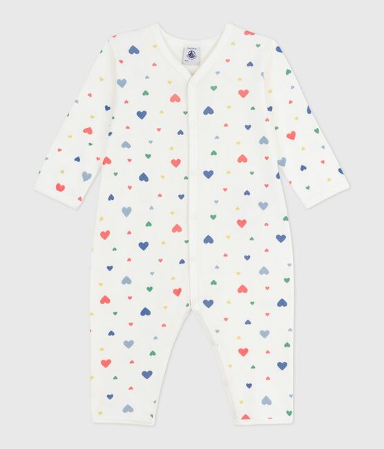 Pijama sin pies de algodón estampado para bebé blanco MARSHMALLOW/blanco MULTICO