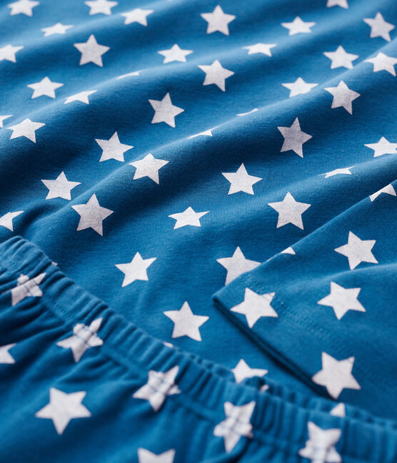 Pijama con estampado de estrellas de niño de algodón orgánico MALLARD/ MARSHMALLOW