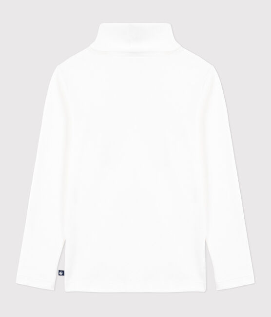 Camiseta infantil de cuello alto de algodón calado estampado blanco ECUME