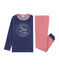 Pijama de terciopelo para niño pequeño azul CHALOUPE/blanco MULTICO