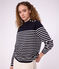 Jersey marinero de lana y algod&oacute;n a rayas para mujer azul/blanco