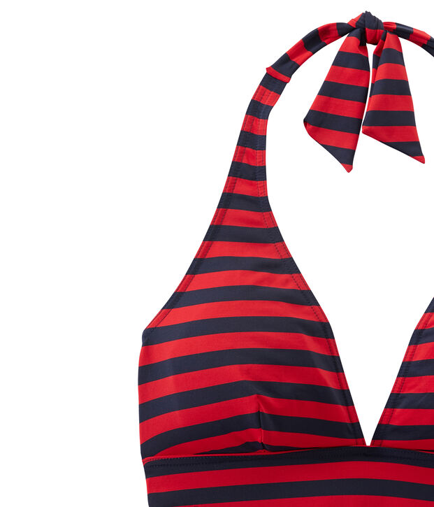 Traje de ba&ntilde;o para mujer a rayas marineras azul/rojo