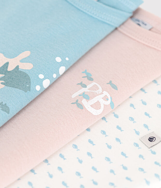 Juego de 3 bodis de beb&eacute; de manga corta de algod&oacute;n multicolor