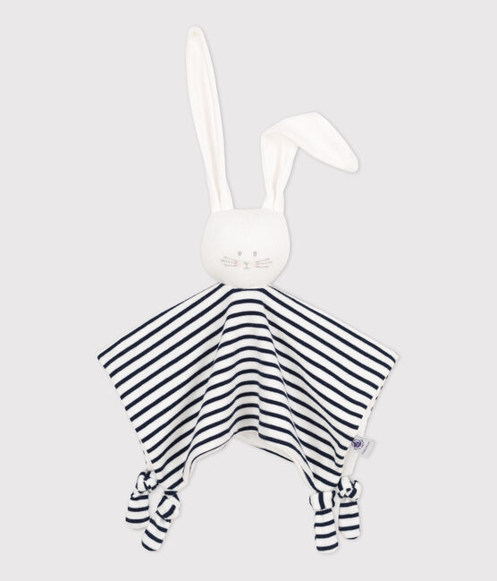 Doudou de conejo marinero de algodón orgánico para bebé blanco MARSHMALLOW/azul SMOKING