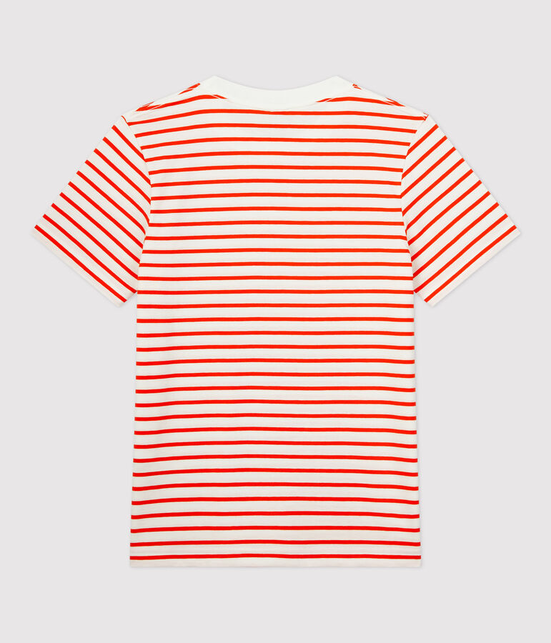 Camiseta marinera de algod&oacute;n de mujer blanco/naranja