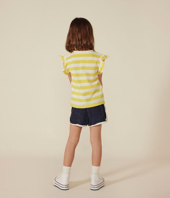 Camiseta de punto flameado a rayas para niña amarillo NECTAR/ AVALANCHE