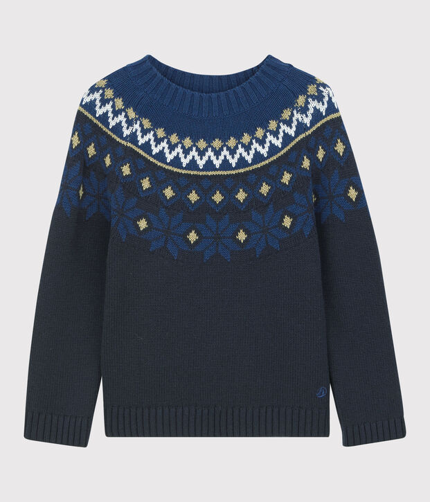 Jersey de lana y algod&oacute;n de ni&ntilde;o azul/multicolor
