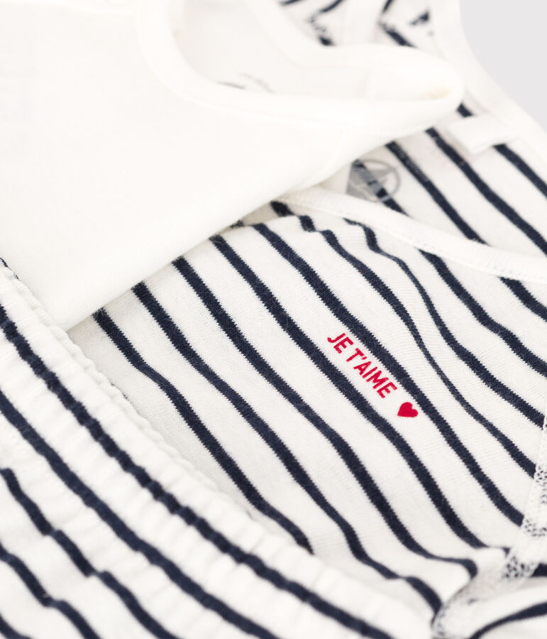 Conjunto ic&oacute;nico de 3 piezas de tejido t&uacute;bico ecol&oacute;gico para beb&eacute; blanco MARSHMALLOW/azul SMOKING