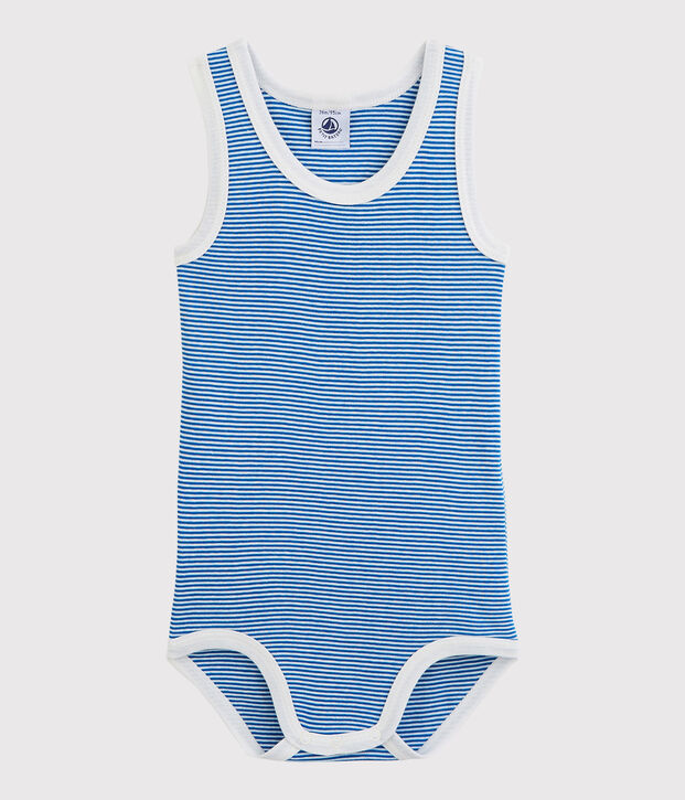 Bodi sin mangas de beb&eacute; ni&ntilde;o azul/blanco