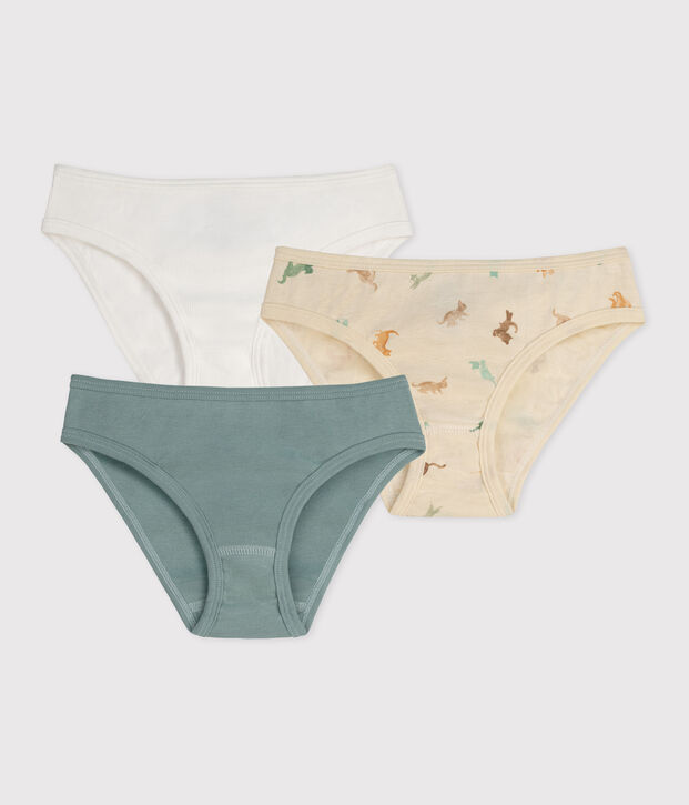 Juego de 3 braguitas infantiles de algod&oacute;n estampado multicolor