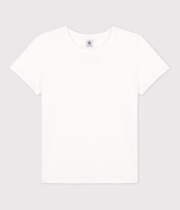Camiseta LA RECTA de algod&oacute;n con cuello redondo para mujer blanco
