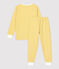 Pijama milrayas amarillo de ni&ntilde;a/ni&ntilde;o de t&uacute;bico de algod&oacute;n org&aacute;nico amarillo/blanco