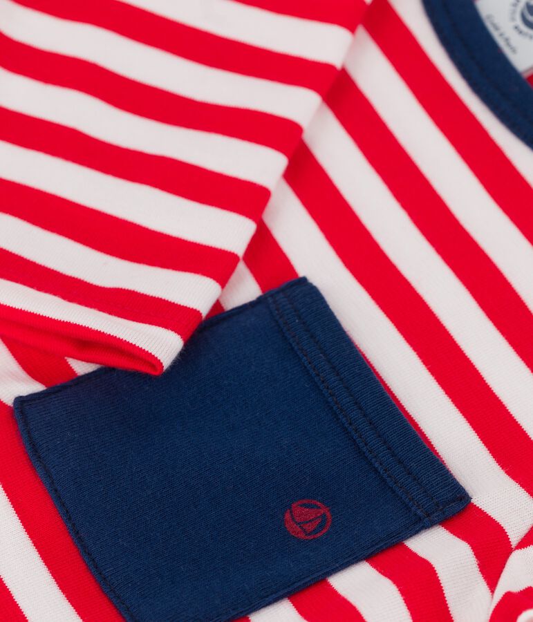 Camiseta de manga larga a rayas de jersey para beb&eacute; rojo/blanco