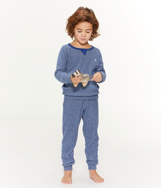 Pijama de rizo picado para niño muy cálido azul MAJOR/gris SUBWAY