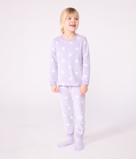 Pijama infantil de terciopelo con estampado de corazones blanco SQUAW/ MARSHMALLOW
