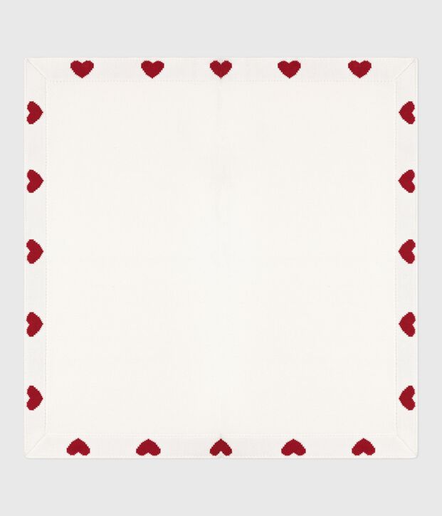 Manta de algod&oacute;n para reci&eacute;n nacido blanco/rojo