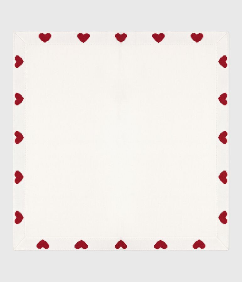 Manta de algod&oacute;n para reci&eacute;n nacido blanco MARSHMALLOW/rojo TERKUIT