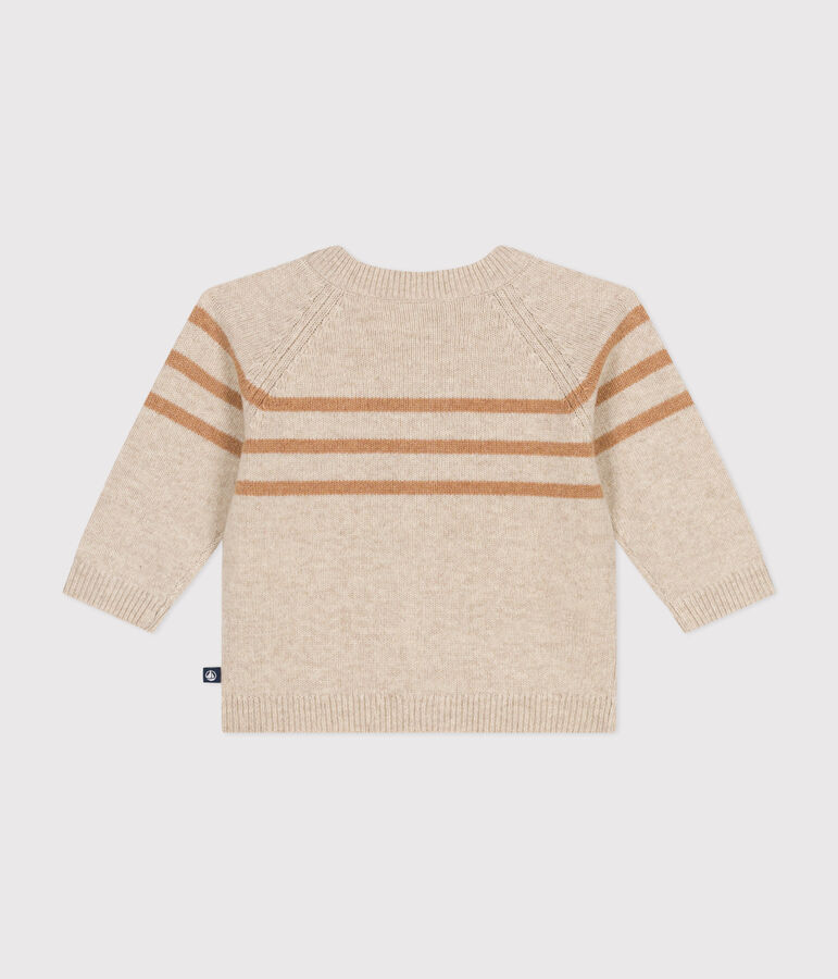 C&aacute;rdigan de punto tricotado con lana crudo/marron