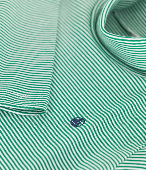Prenda de cuello cisne a rayas de algod&oacute;n de ni&ntilde;a/ni&ntilde;o verde/blanco
