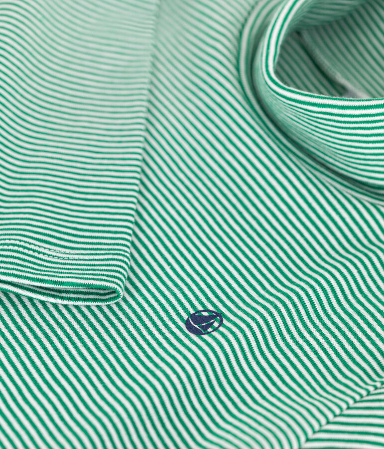 Prenda de cuello cisne a rayas de algod&oacute;n de ni&ntilde;a/ni&ntilde;o verde/blanco