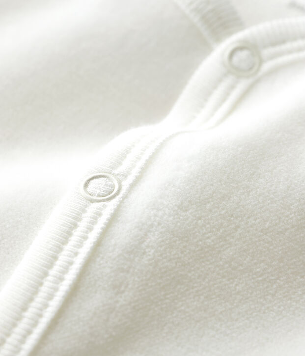 Pelele blanco de terciopelo de algod&oacute;n org&aacute;nico con serigraf&iacute;a de Petit Bateau blanco/gris
