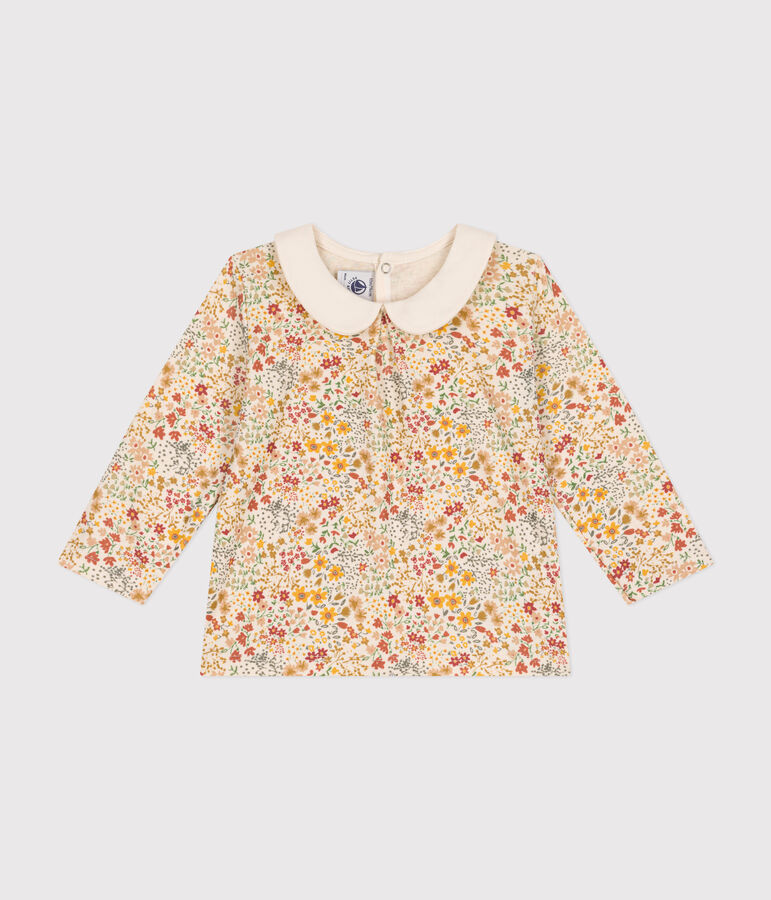 Blusa de algod&oacute;n con cuello para beb&eacute; blanco AVALANCHE/ MULTICO