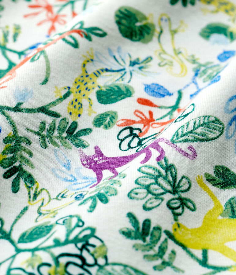 Pijama enterizo de jungla de algod&oacute;n de beb&eacute; blanco/multicolor