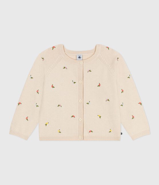 Cárdigan infantil de lana y algodón con estampados bordados blanco AVALANCHE/ MULTICO