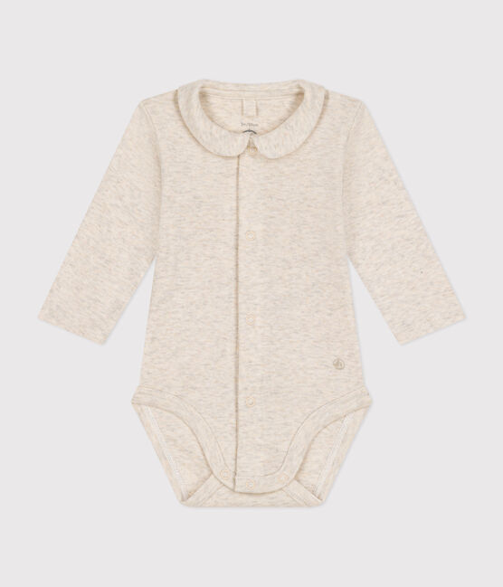 Body de manga larga con cuello de algodón de bebé beige MONTELIMAR CHINE